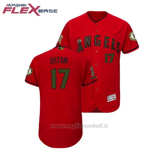 Maglia Baseball Uomo Los Angeles Angels Shohei Ohtani 2018 Dia de los Caidos Flex Base Scarlet